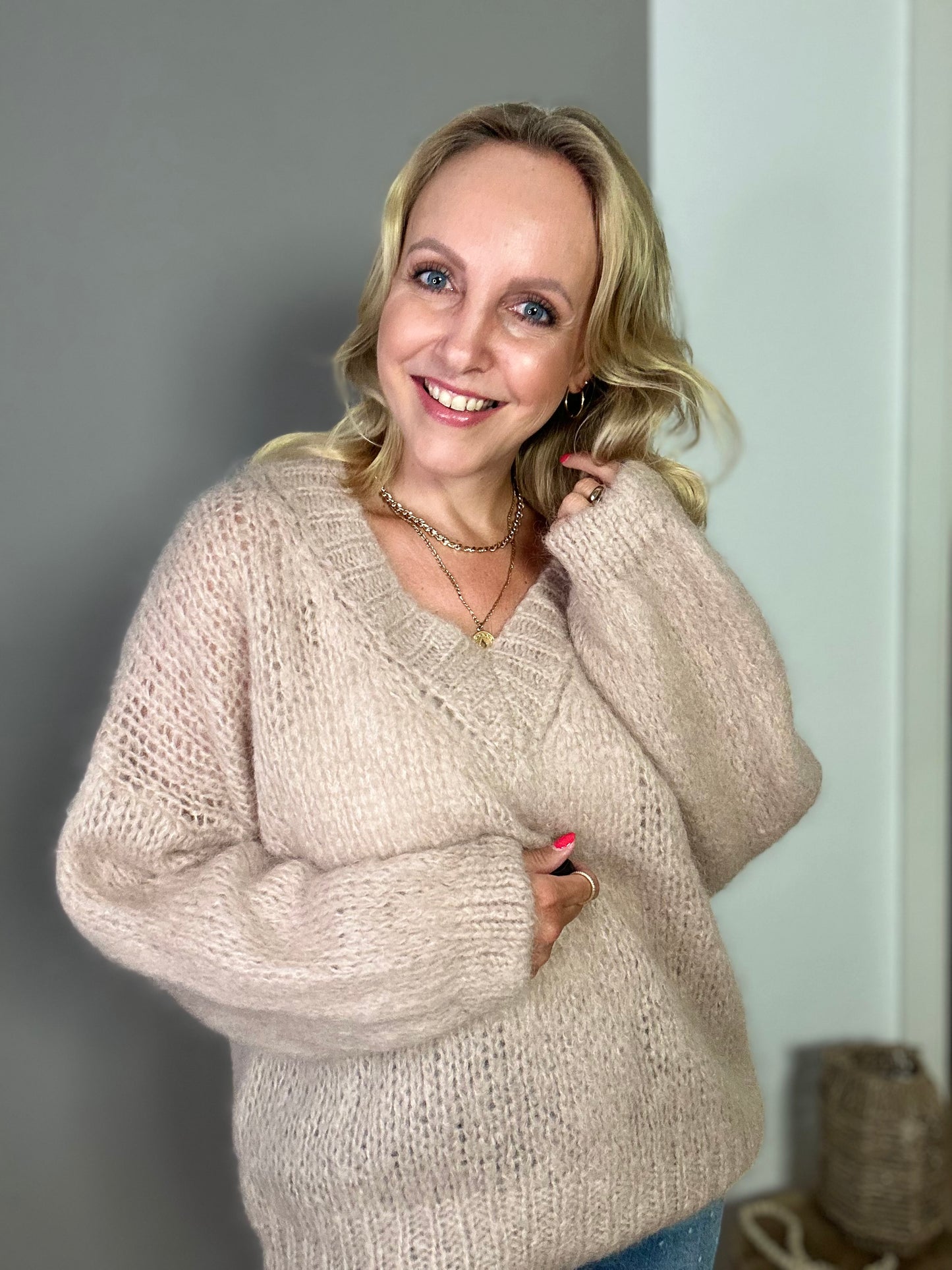 Mohair Pulli "FLAIRE" in beige