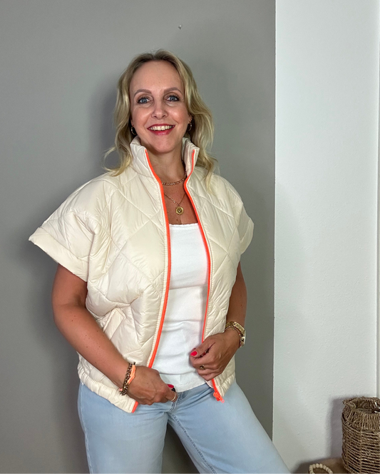 Kurzarm Stepjacke "BETWEEN SEASONS" in vanilla mit orange