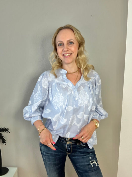 Bluse "COUTURE" in weiß blau