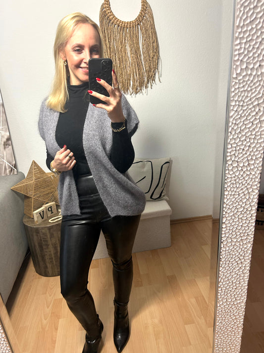 Offener Kurzarm Cardigan "IVY" in grau