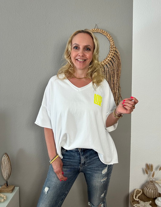 Dünner oversize Kurzarm Sweater "LOVE"