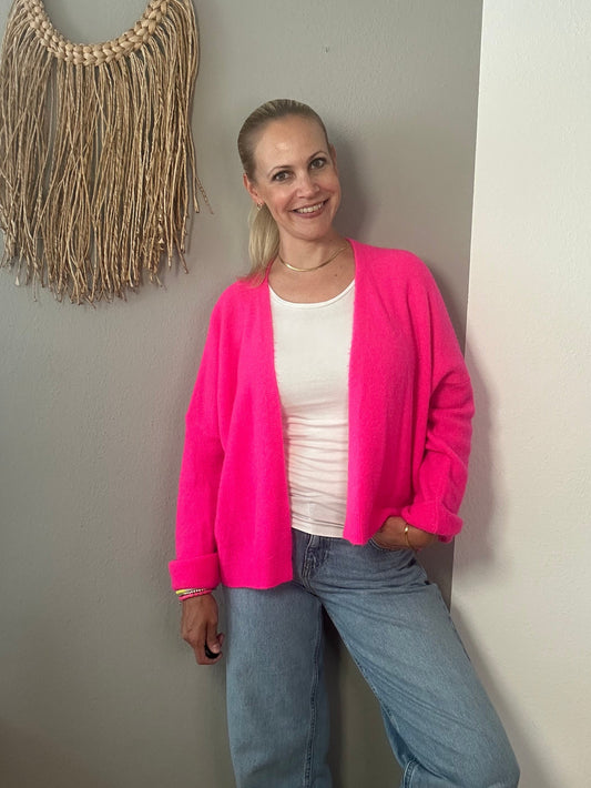 Offener Cardigan "PINK FLAMINGO" in neonpink