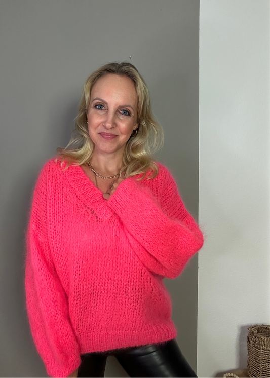 Mohair Pulli "FLAIRE" in neon pink