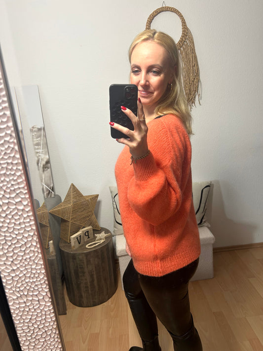 Strickpulli "VIBE" in orange