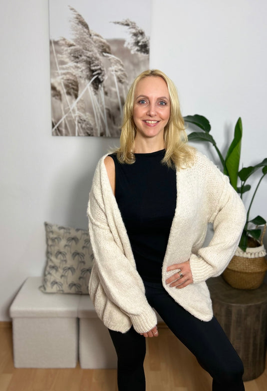 Oversized Cardigan "MOOD" in creme